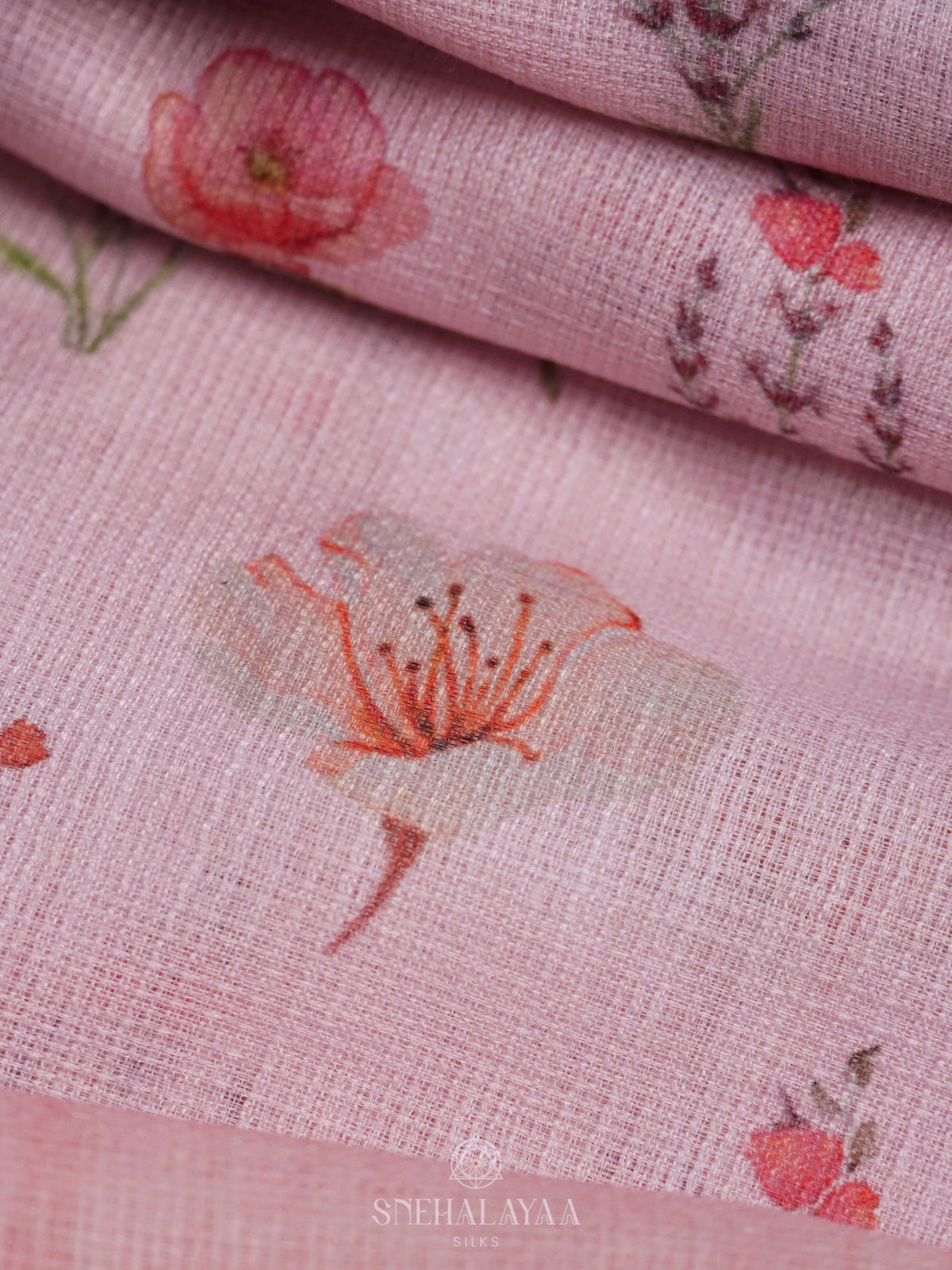 Pink Linen Saree