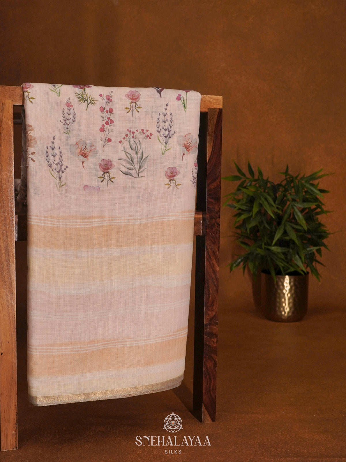 Cream Linen Saree