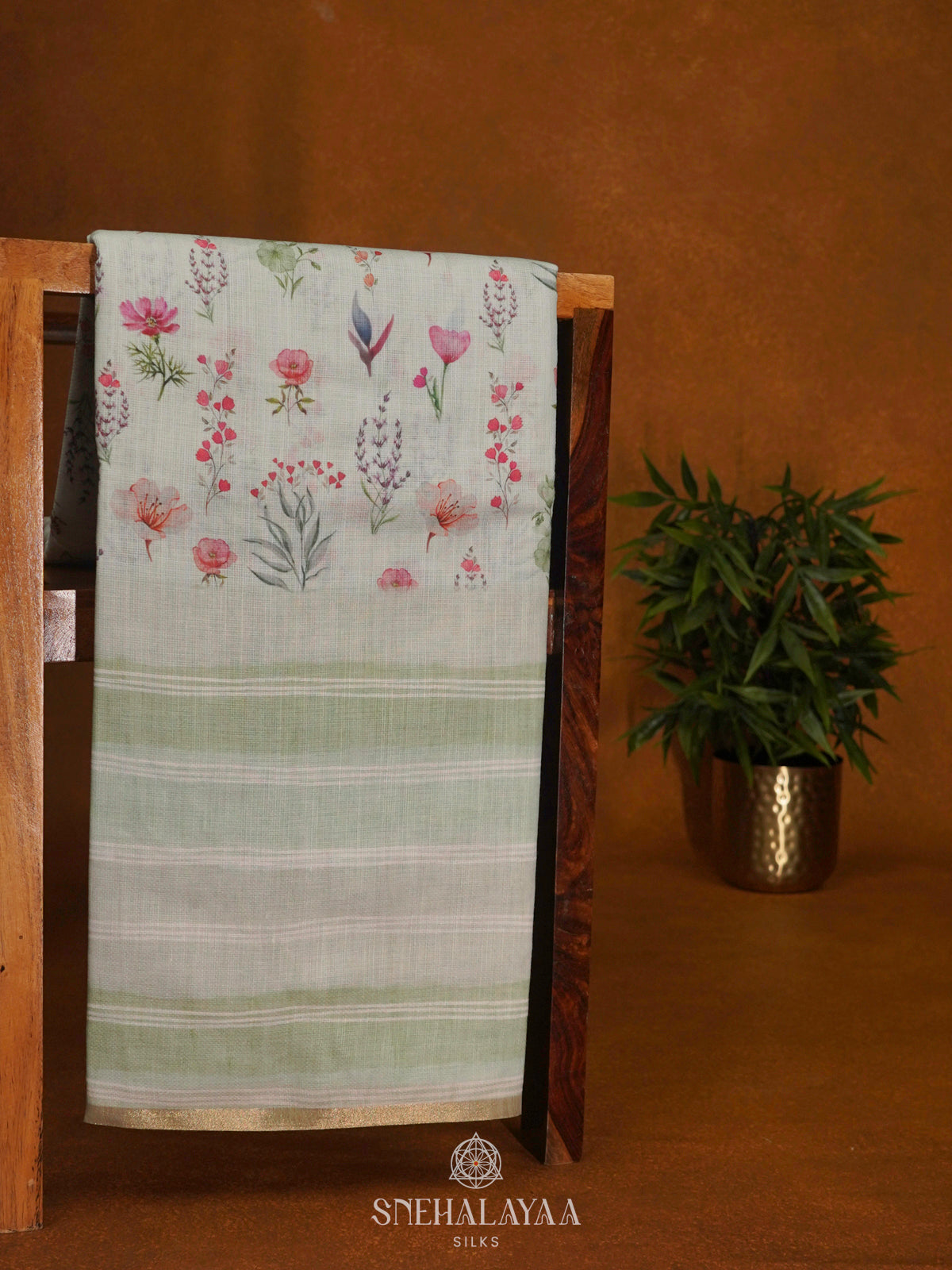 Pale Green Linen Saree