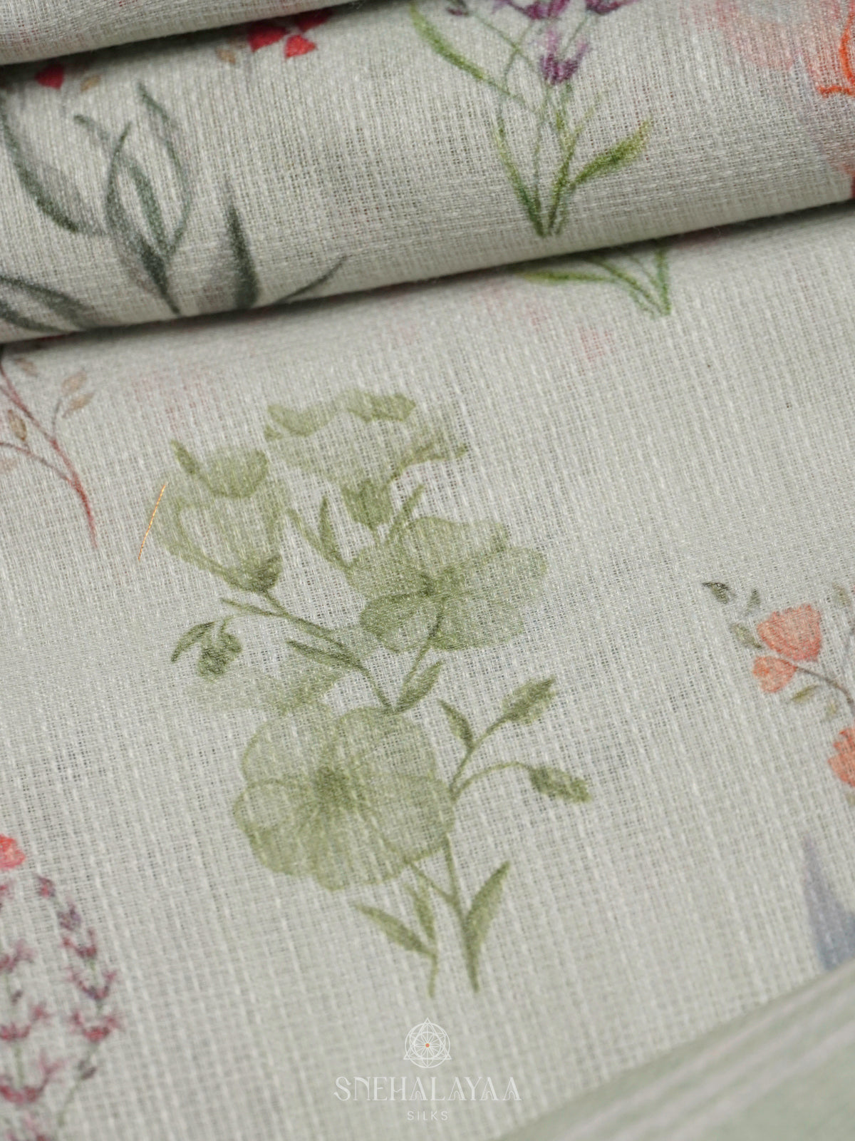 Pale Green Linen Saree