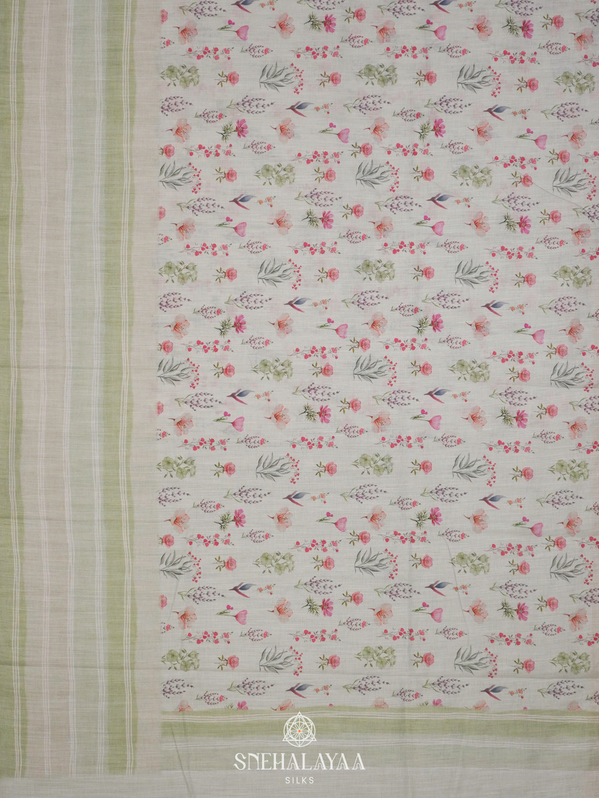 Pale Green Linen Saree