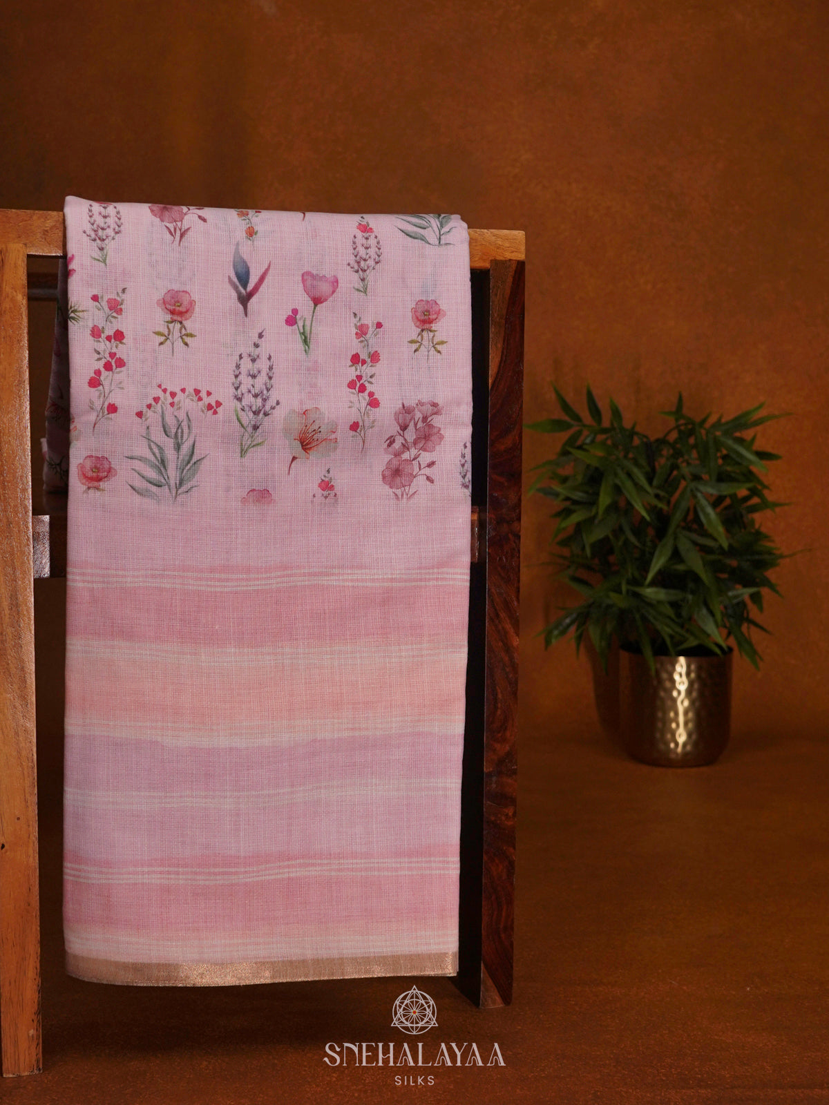 Pink Linen Saree
