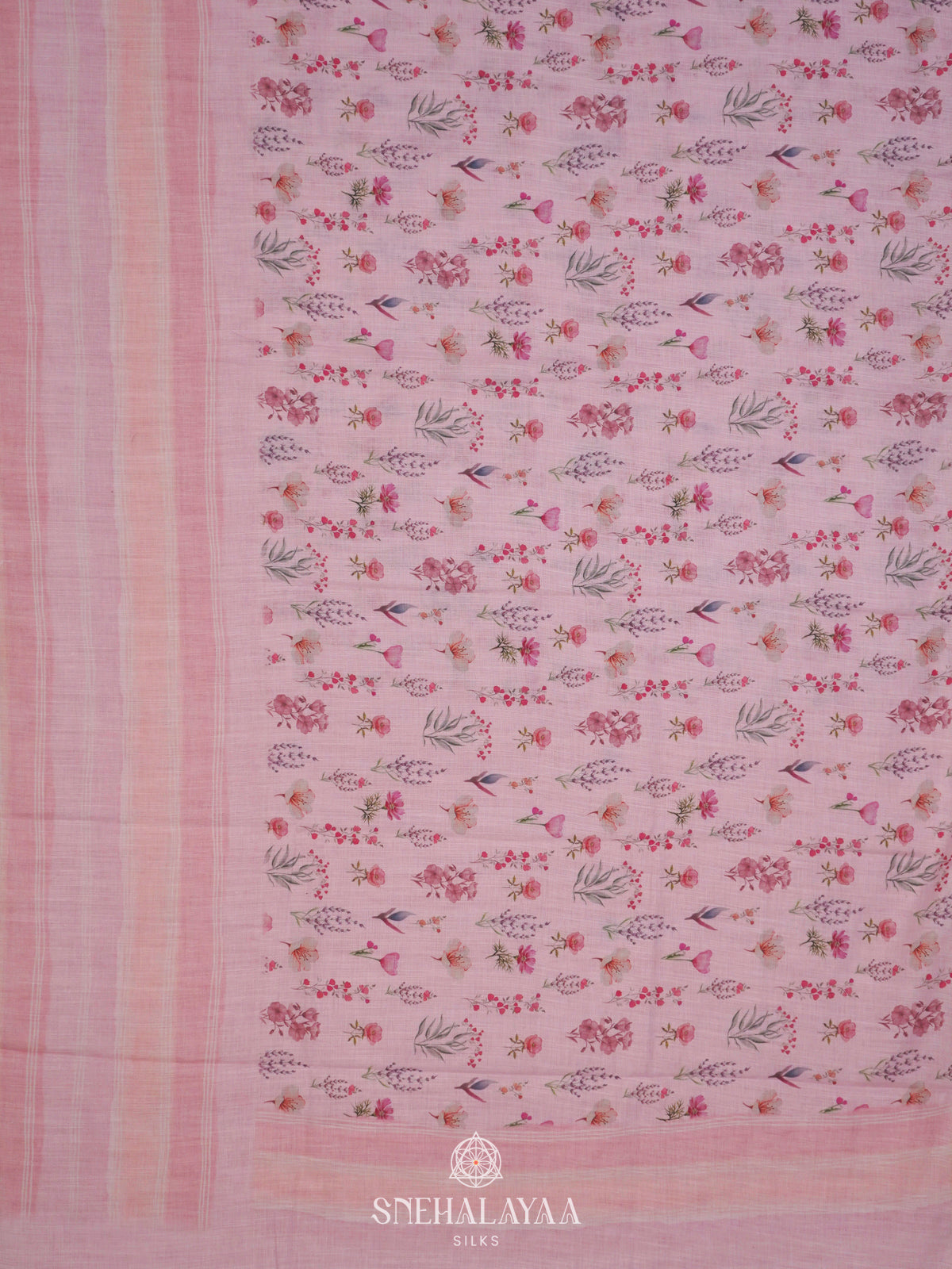 Pink Linen Saree
