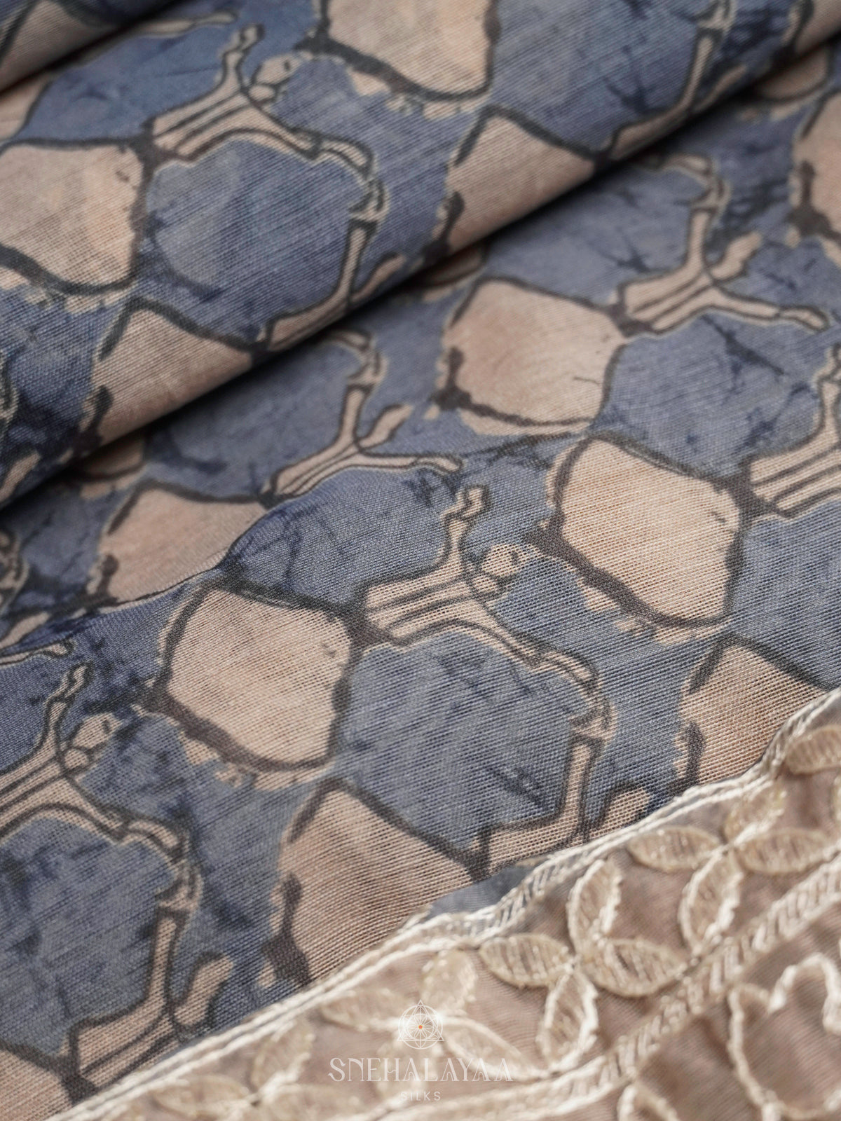 Blue Linen Saree