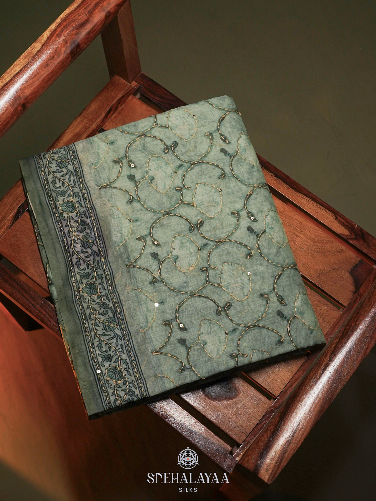 Teal Green Linen Saree