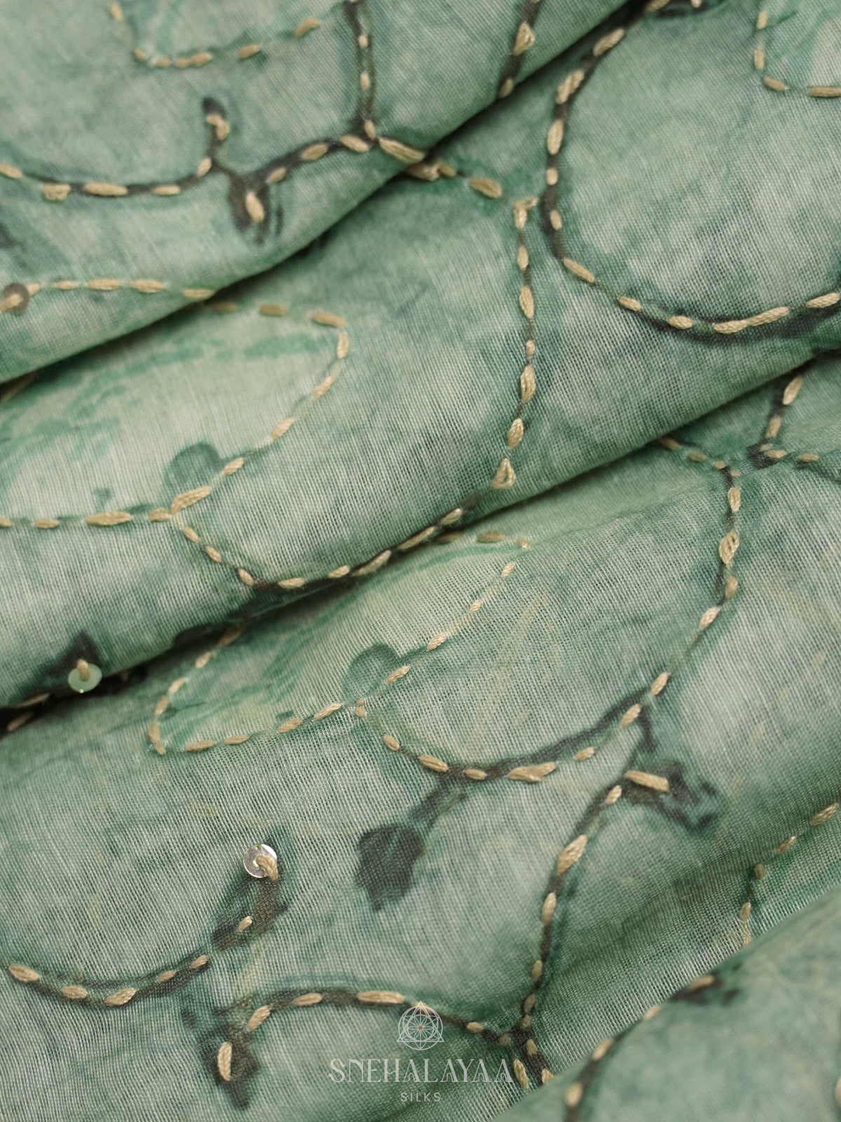 Teal Green Linen Saree