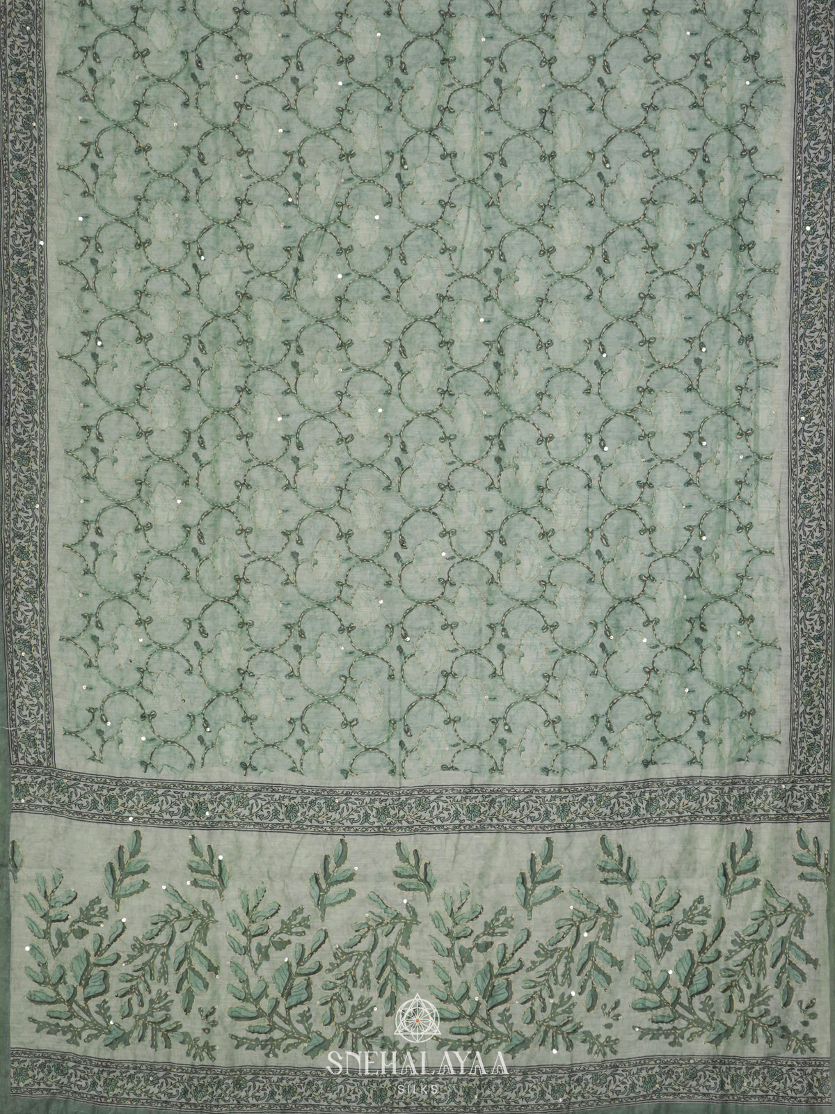 Teal Green Linen Saree