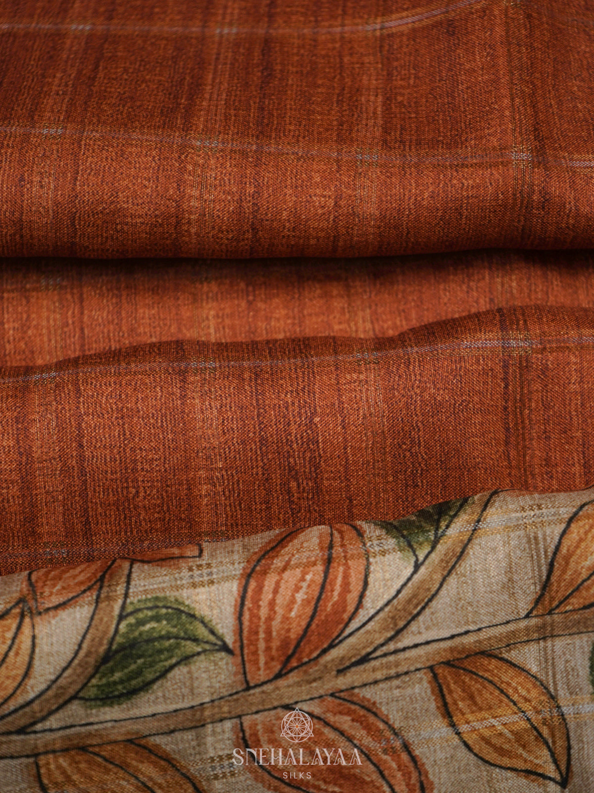 Burnt Orange Tussar Saree
