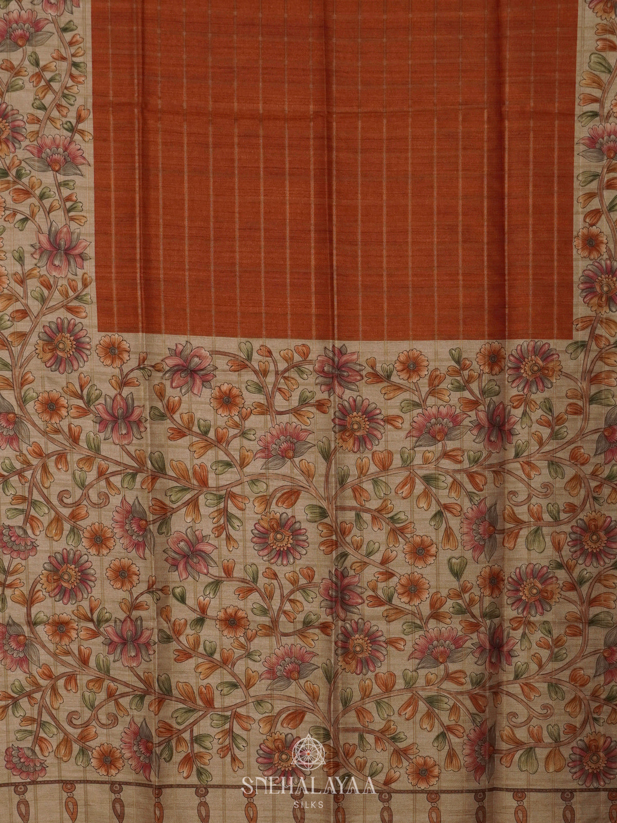 Burnt Orange Tussar Saree