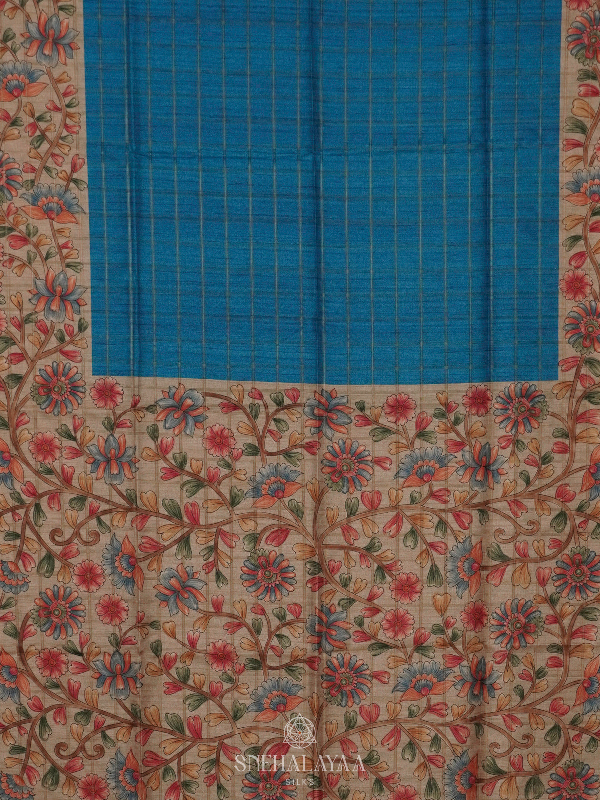 Blue Tussar Saree