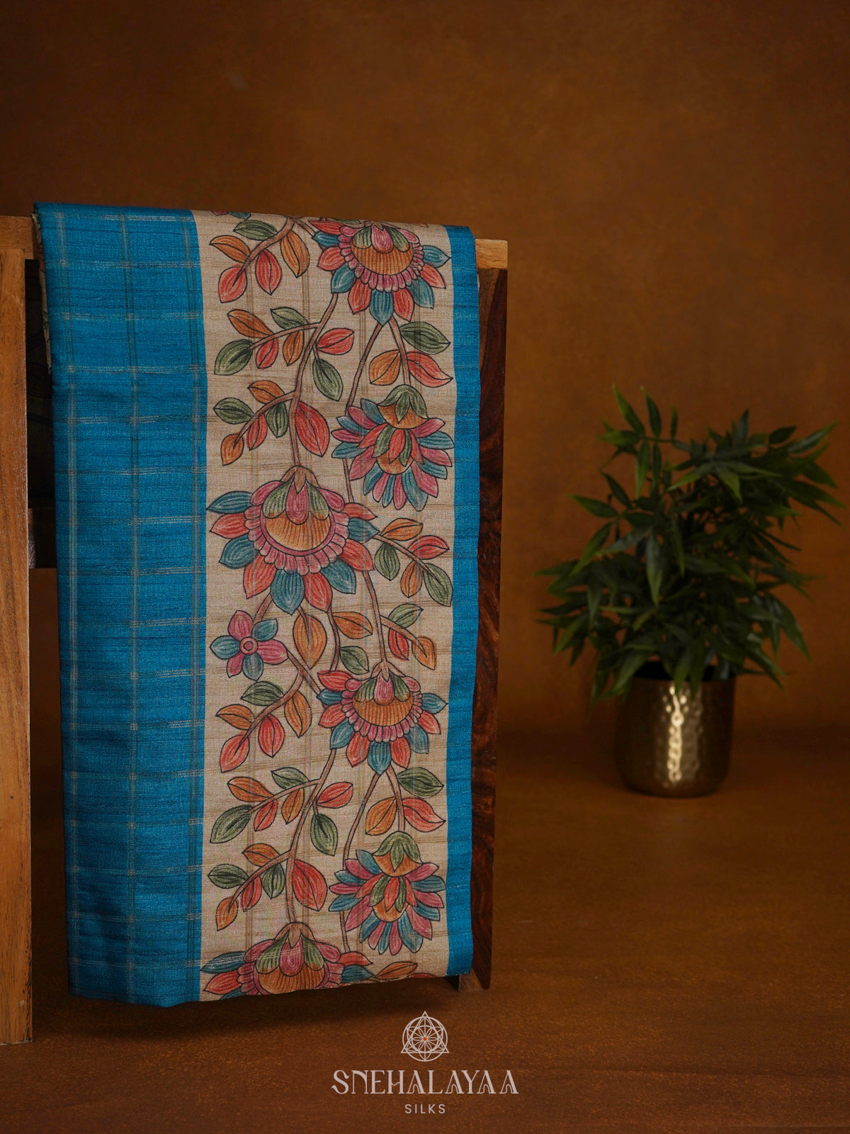 Blue Tussar Saree