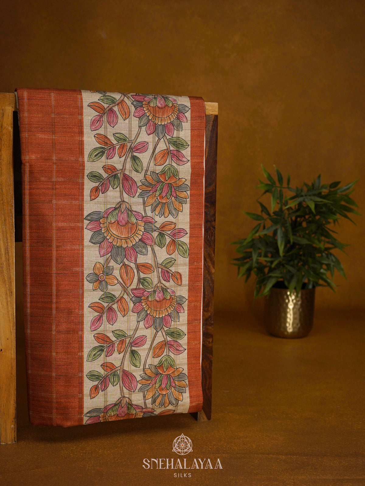 Orange Tussar Saree