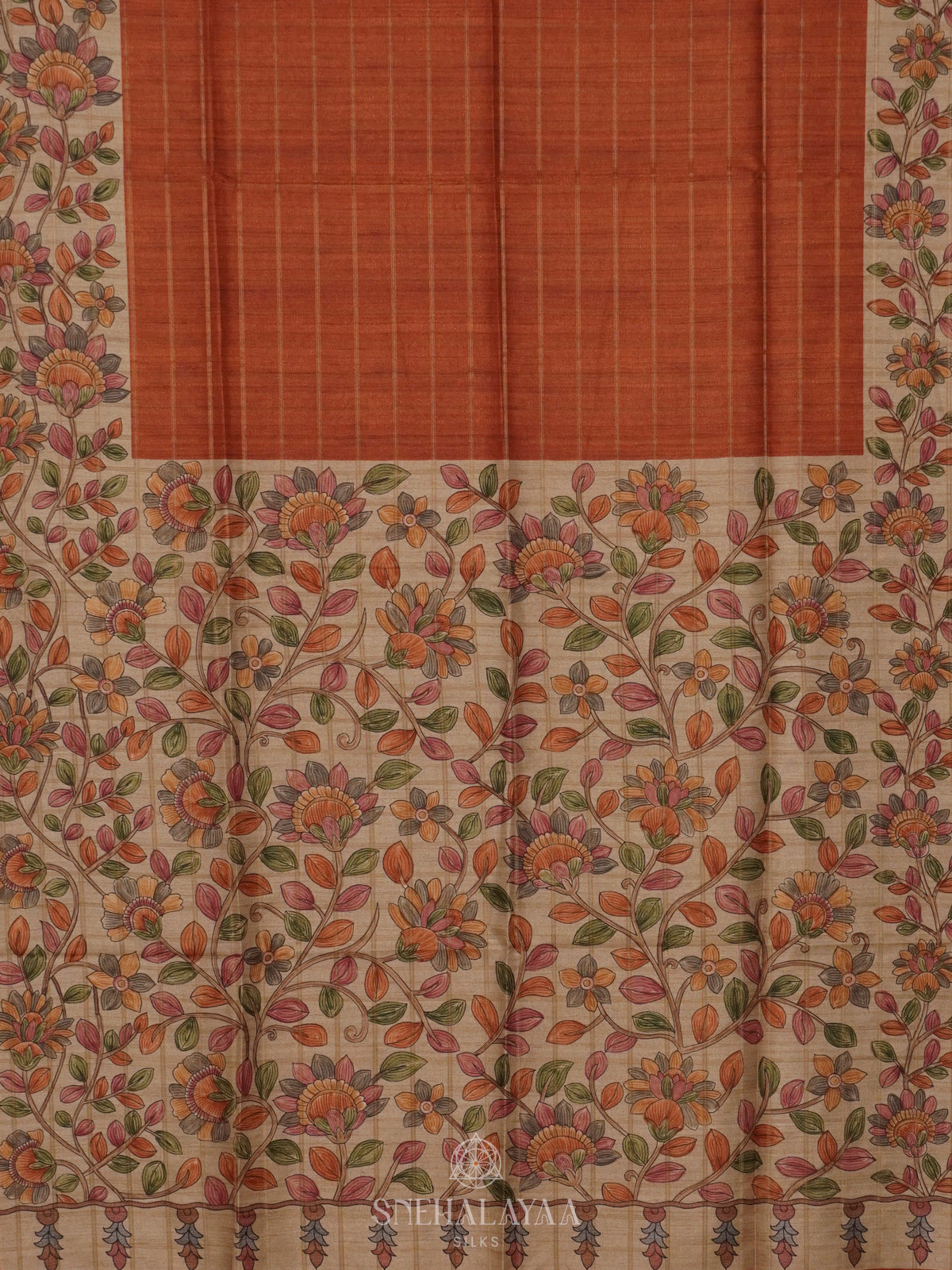 Orange Tussar Saree