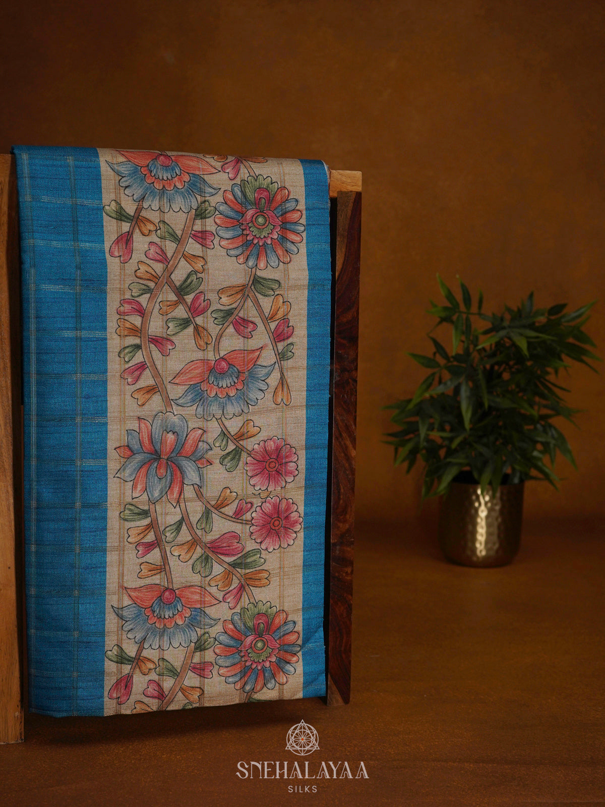 Blue Tussar Saree