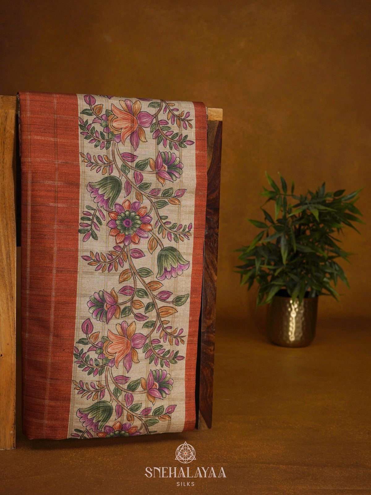 Orange Tussar Saree