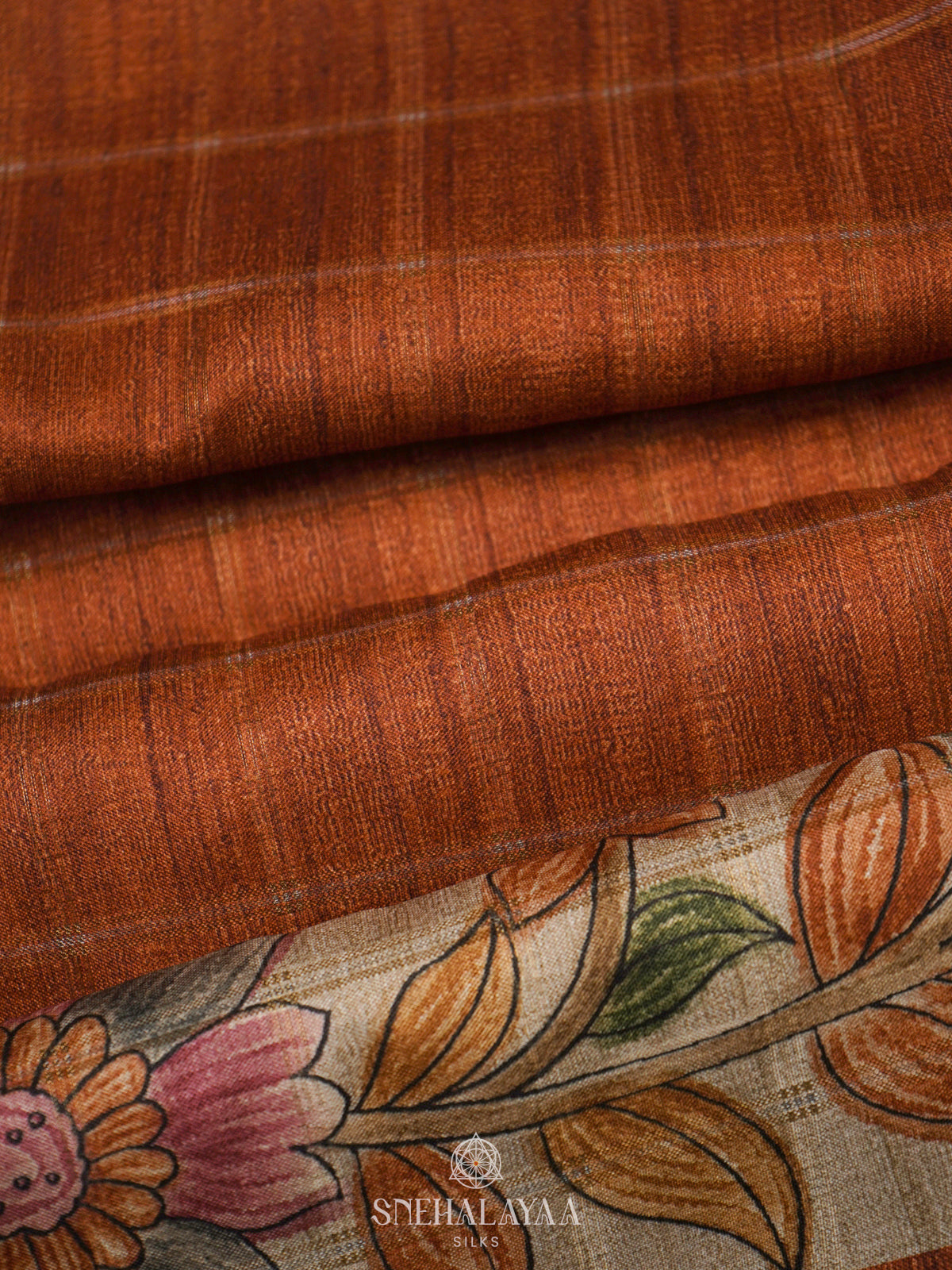 Orange Tussar Saree
