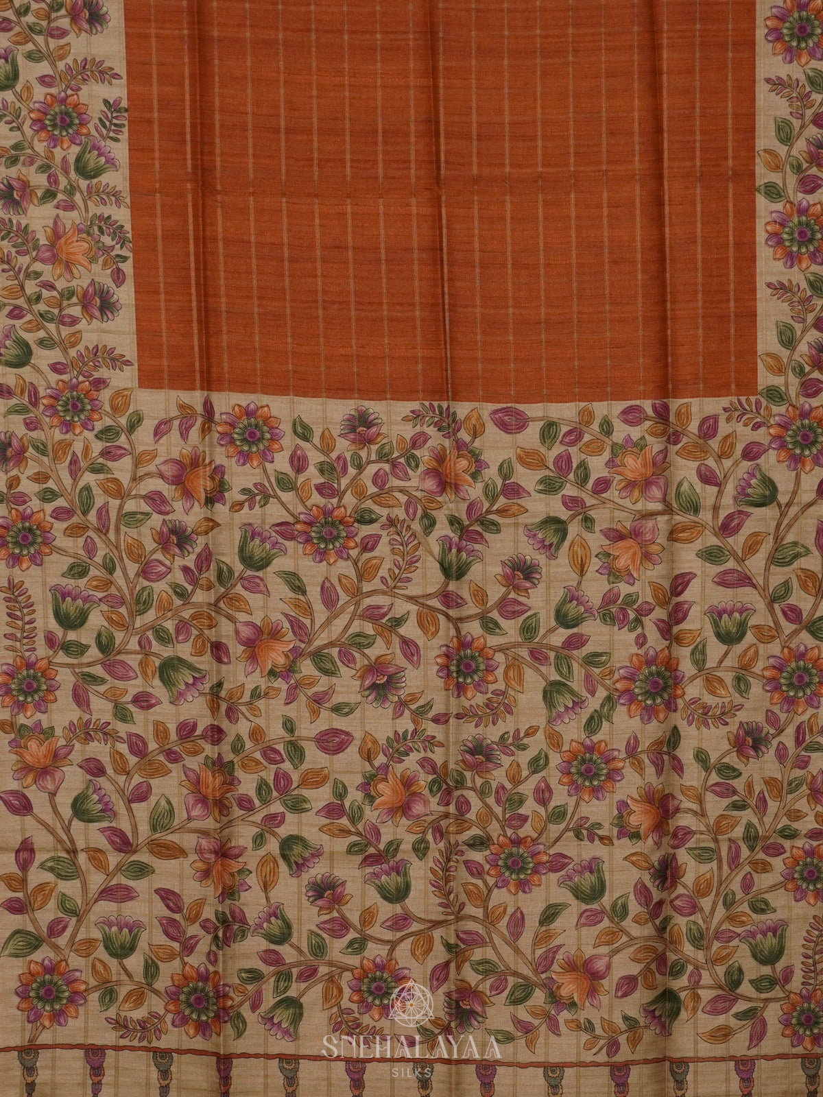 Orange Tussar Saree