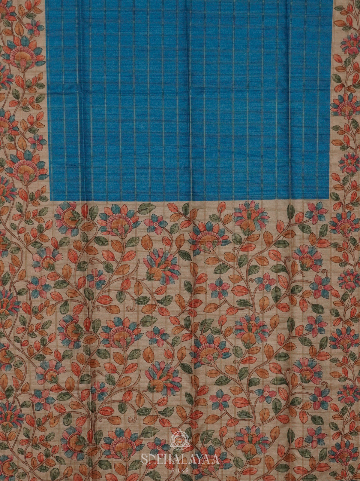 Blue Tussar Saree