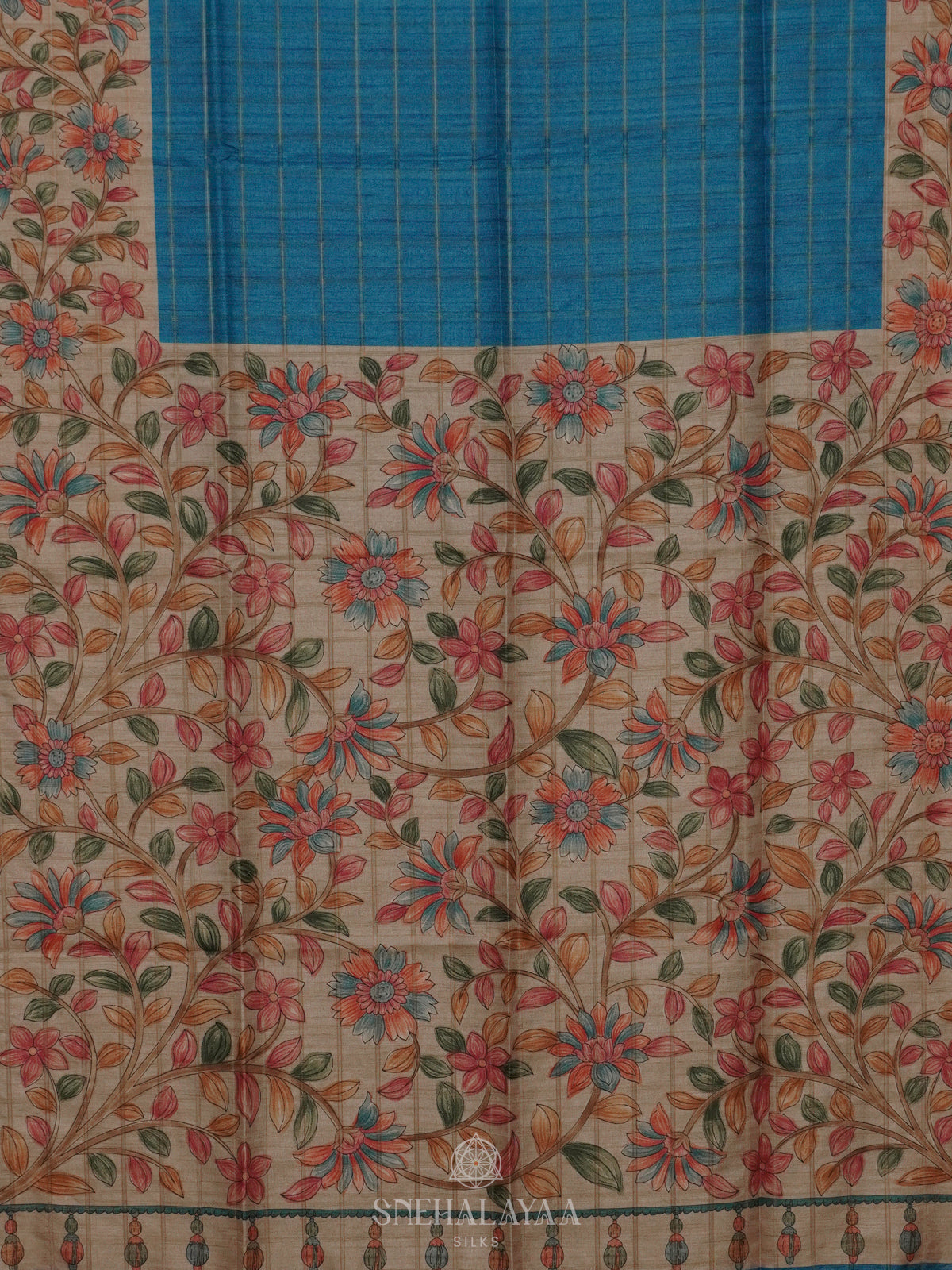 Blue Tussar Saree