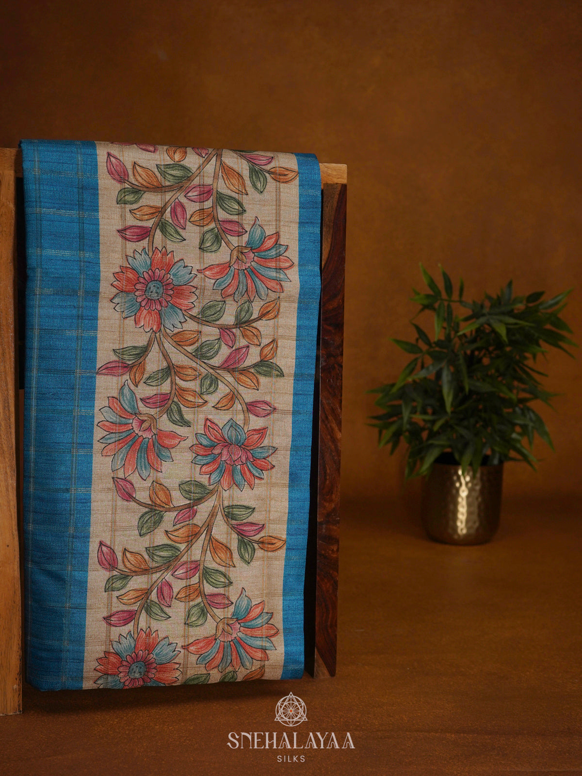 Blue Tussar Saree