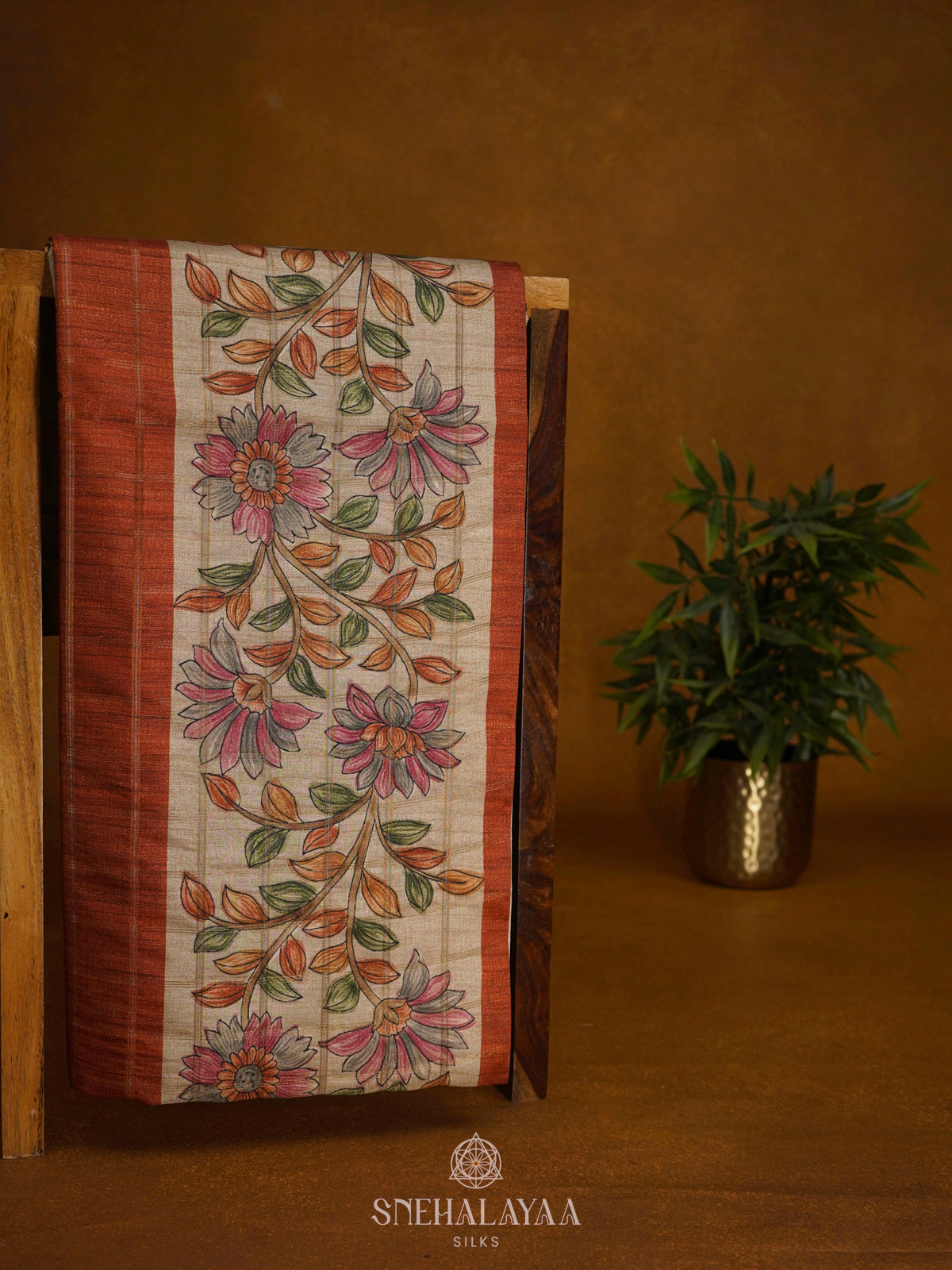Orange Tussar Saree