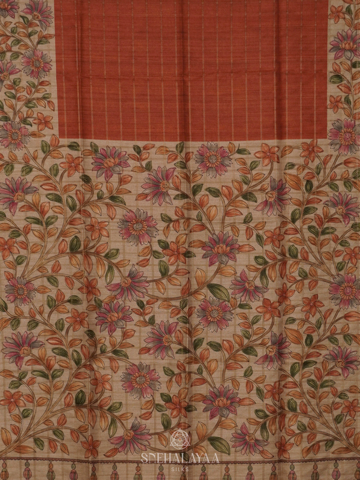 Orange Tussar Saree