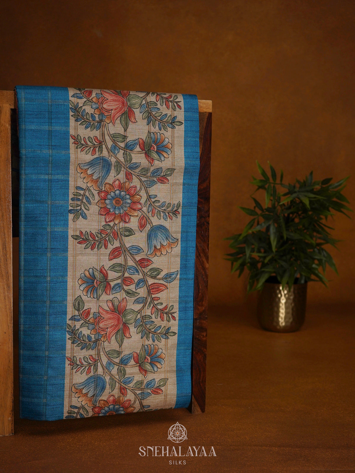 Blue Tussar Saree