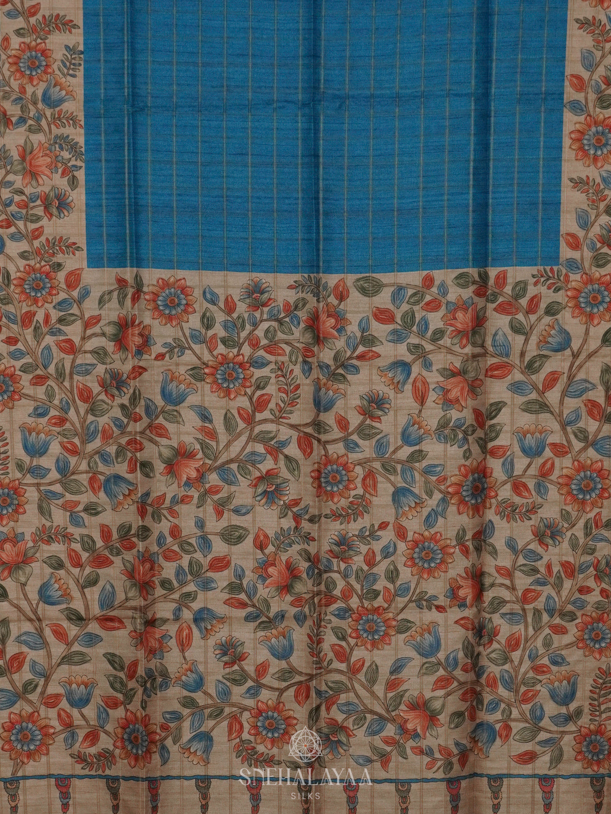 Blue Tussar Saree