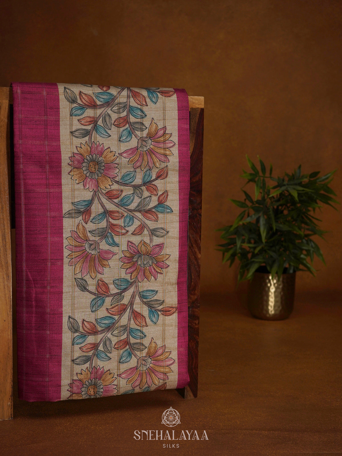 Pink Tussar Saree