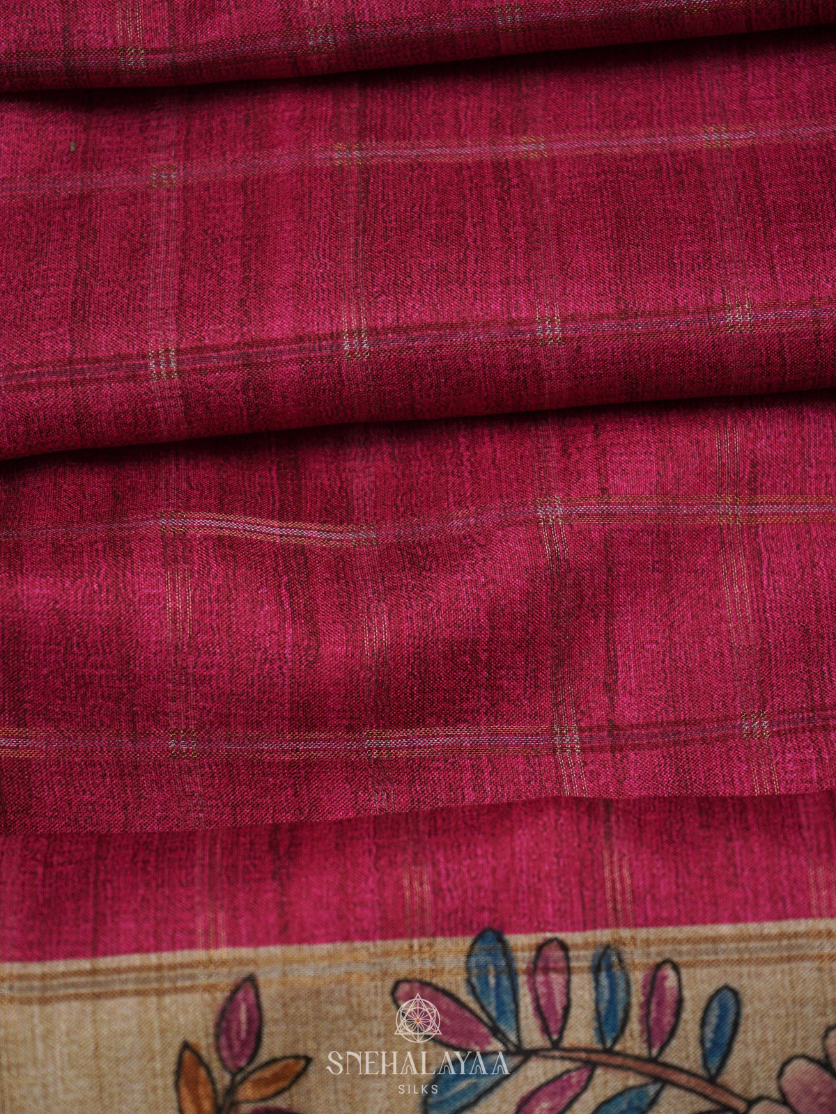 Maroon Tussar Saree