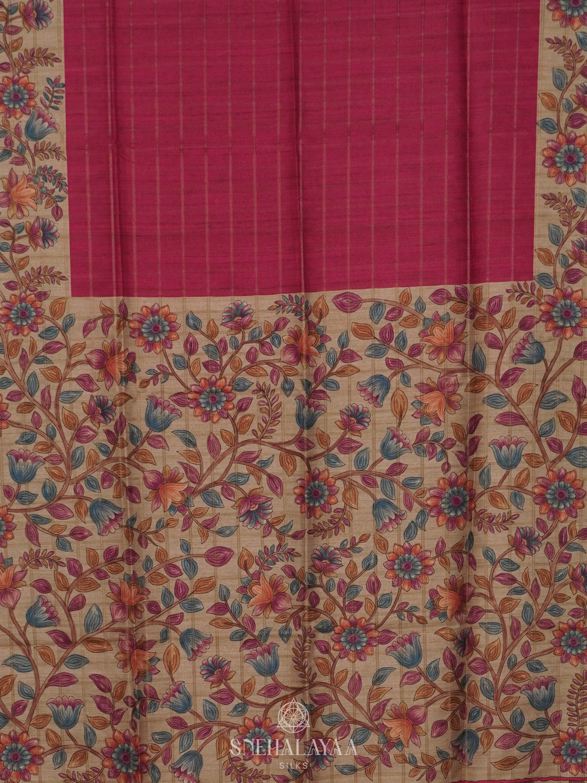 Maroon Tussar Saree