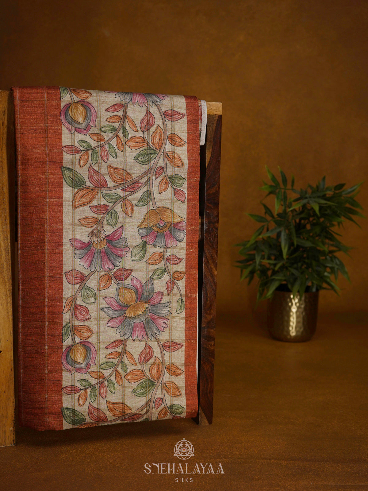 Orange Tussar Saree