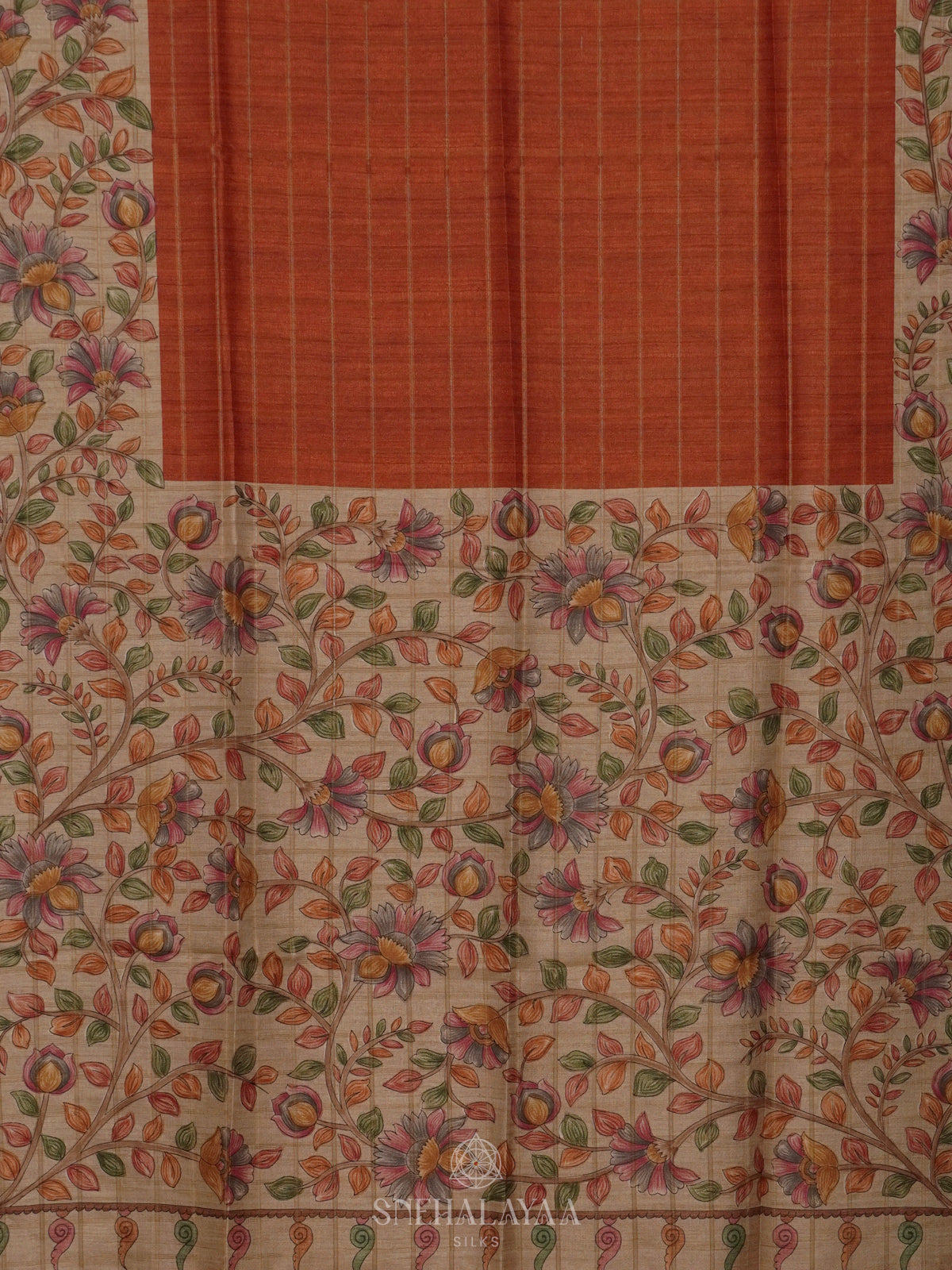 Orange Tussar Saree
