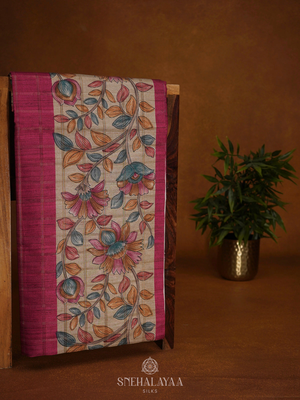 Maroon Tussar Saree