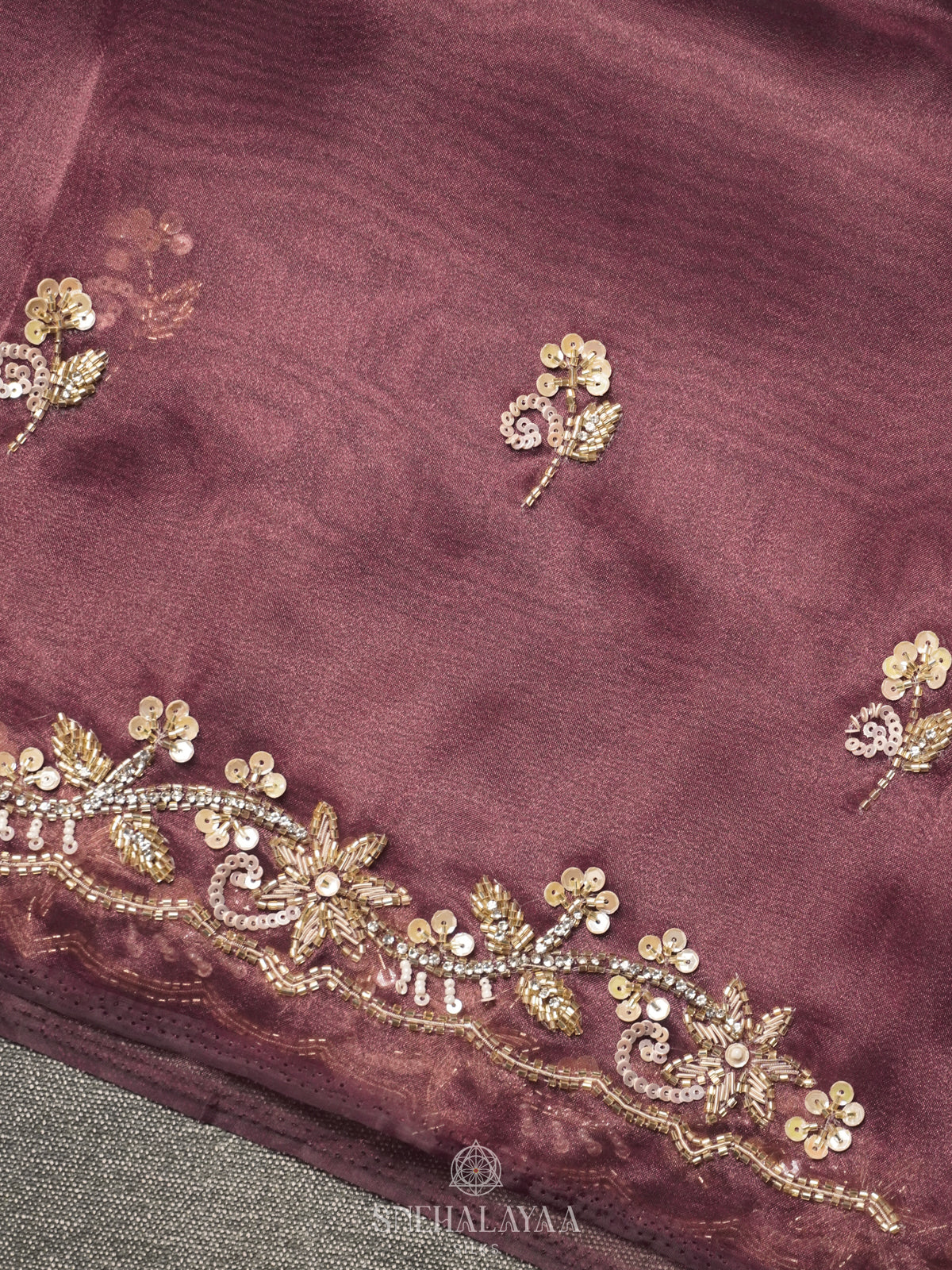 Mauve Pink Designer Saree