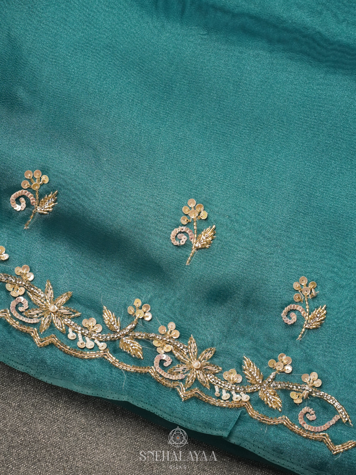 Peacock Blue Designer Saree