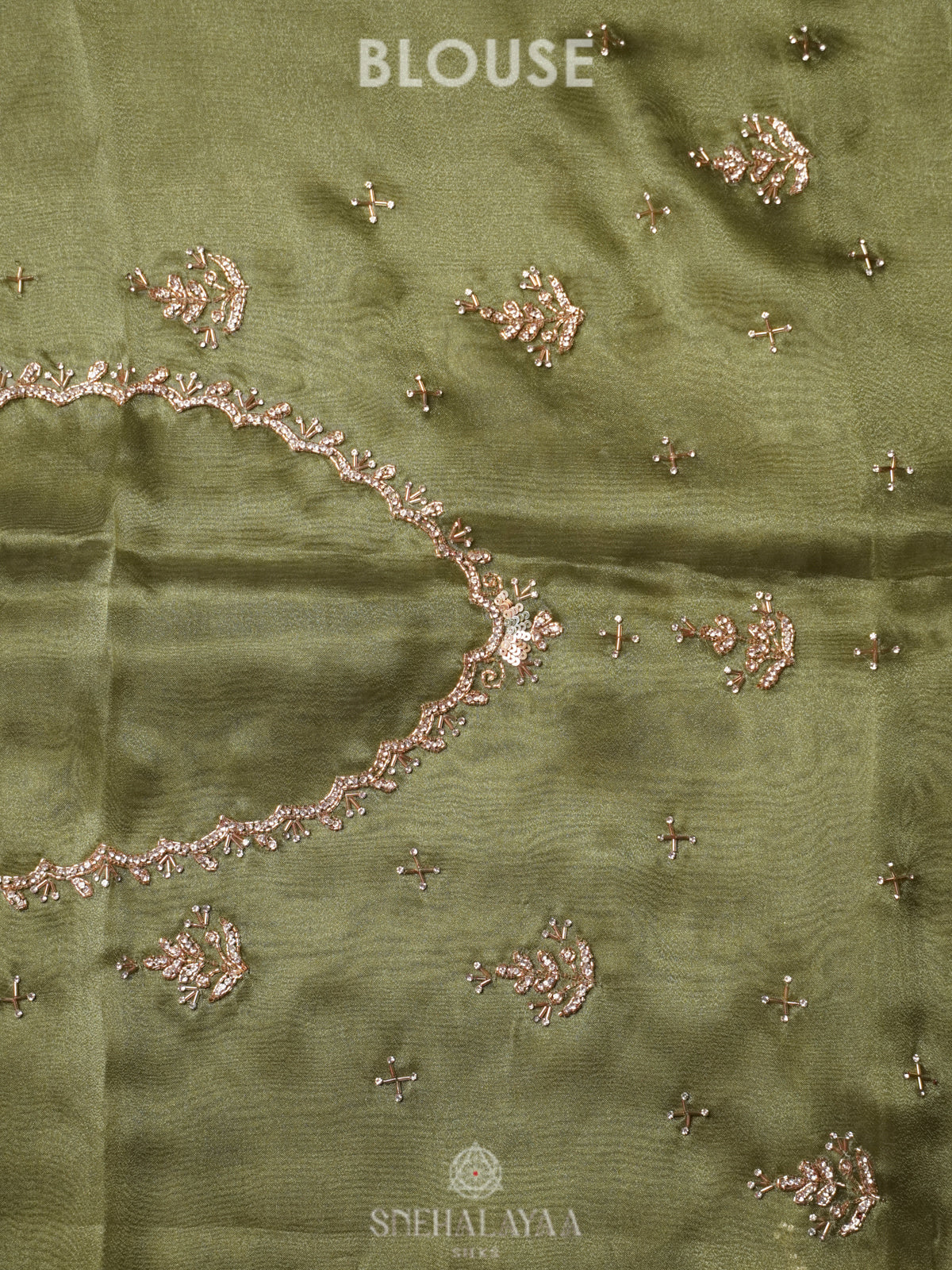 Olive Green Designer Saree