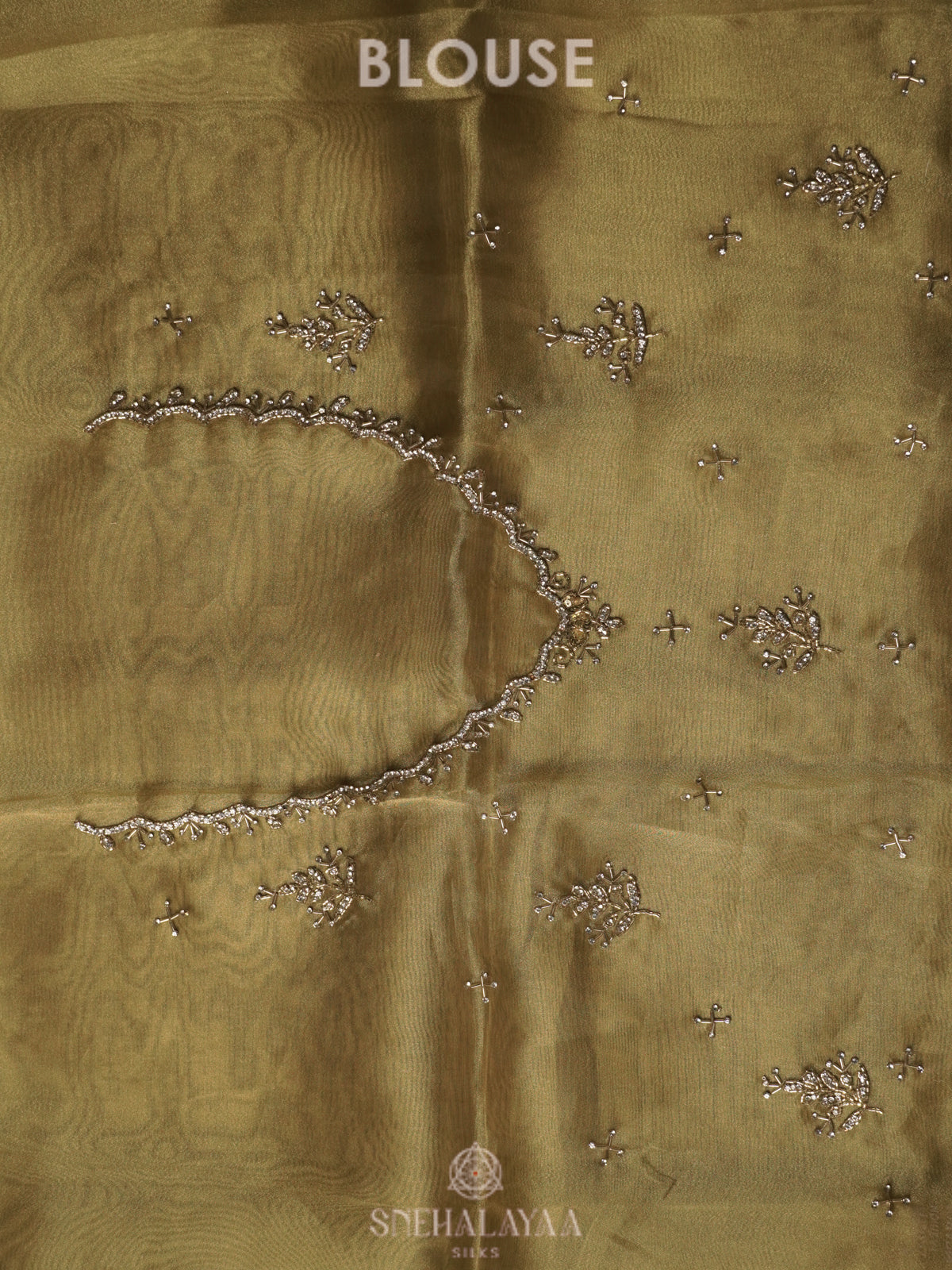 Olive Green Designer Saree