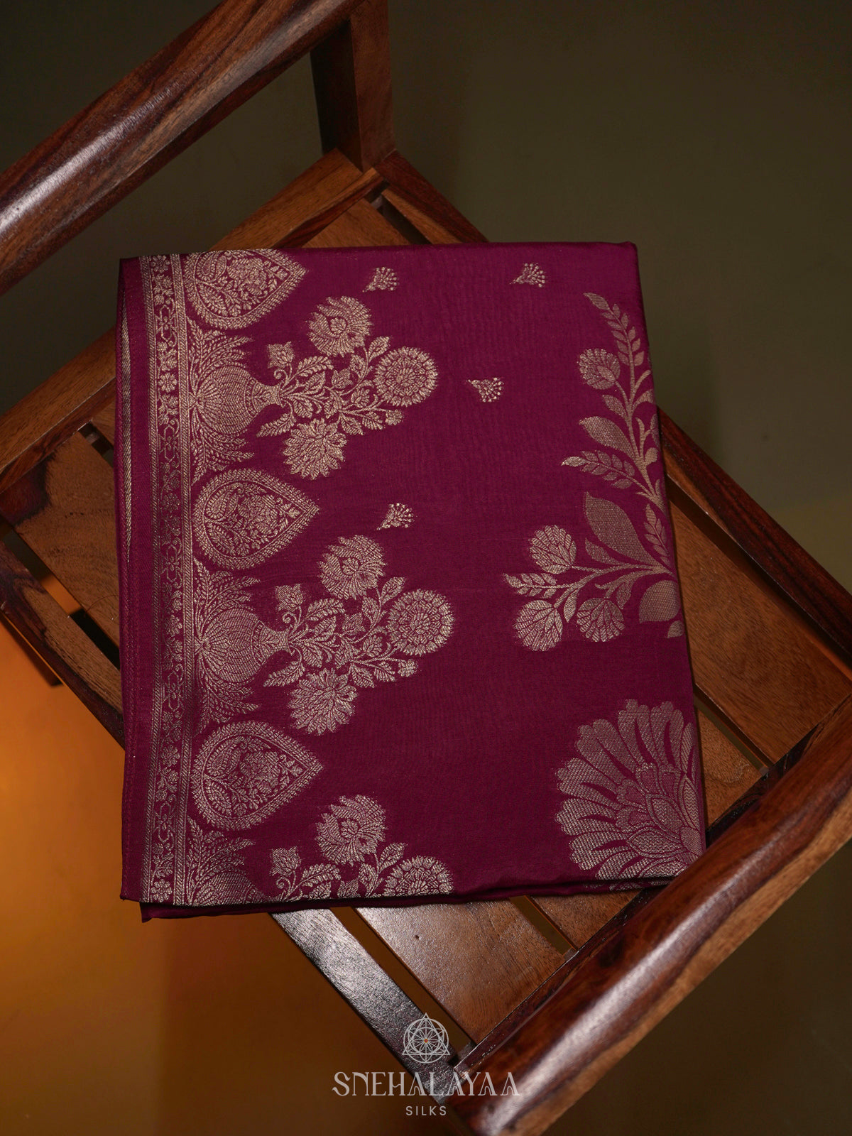 Magenta Banaras Silk Saree