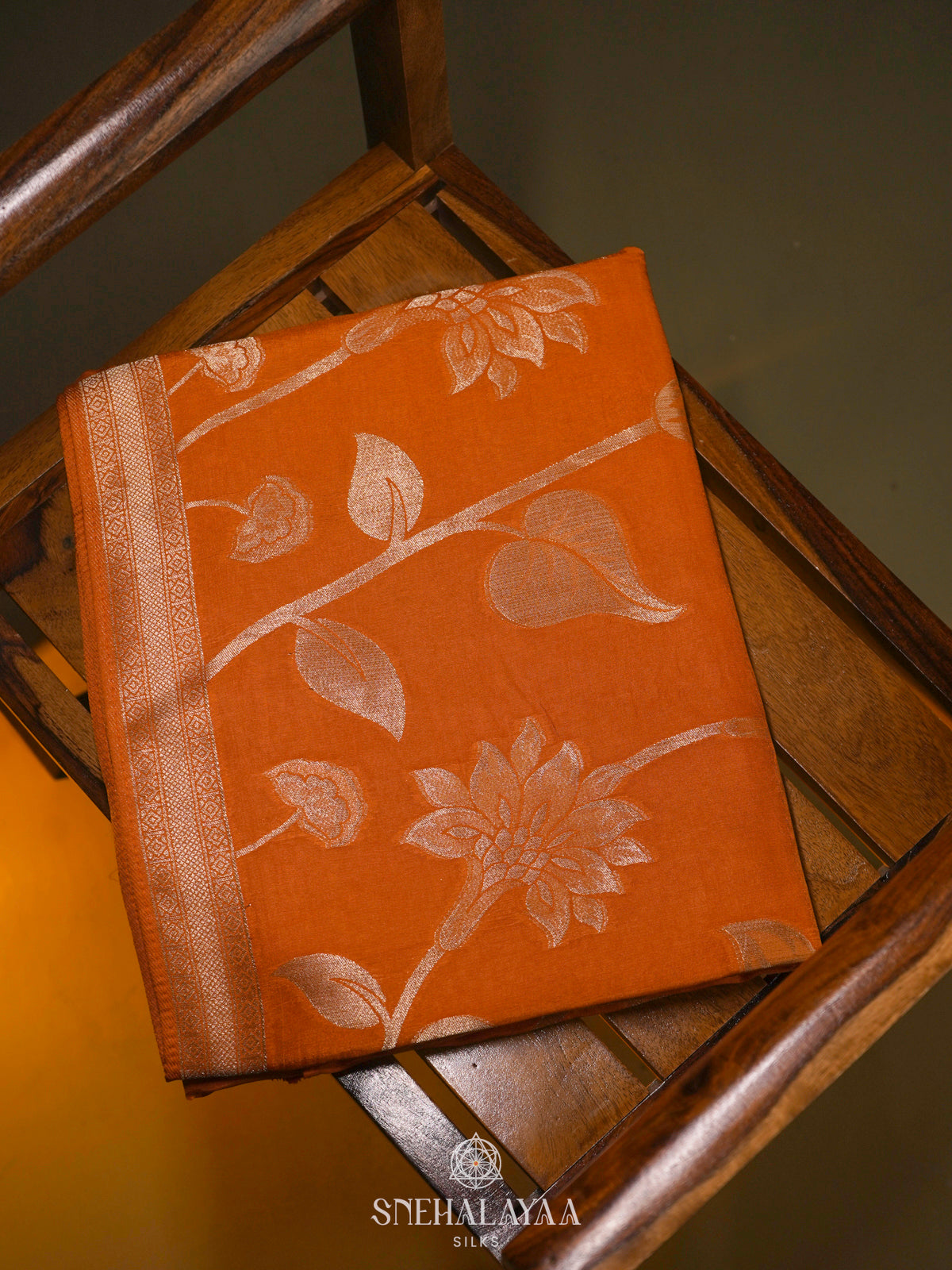 Orange Banaras Silk Saree