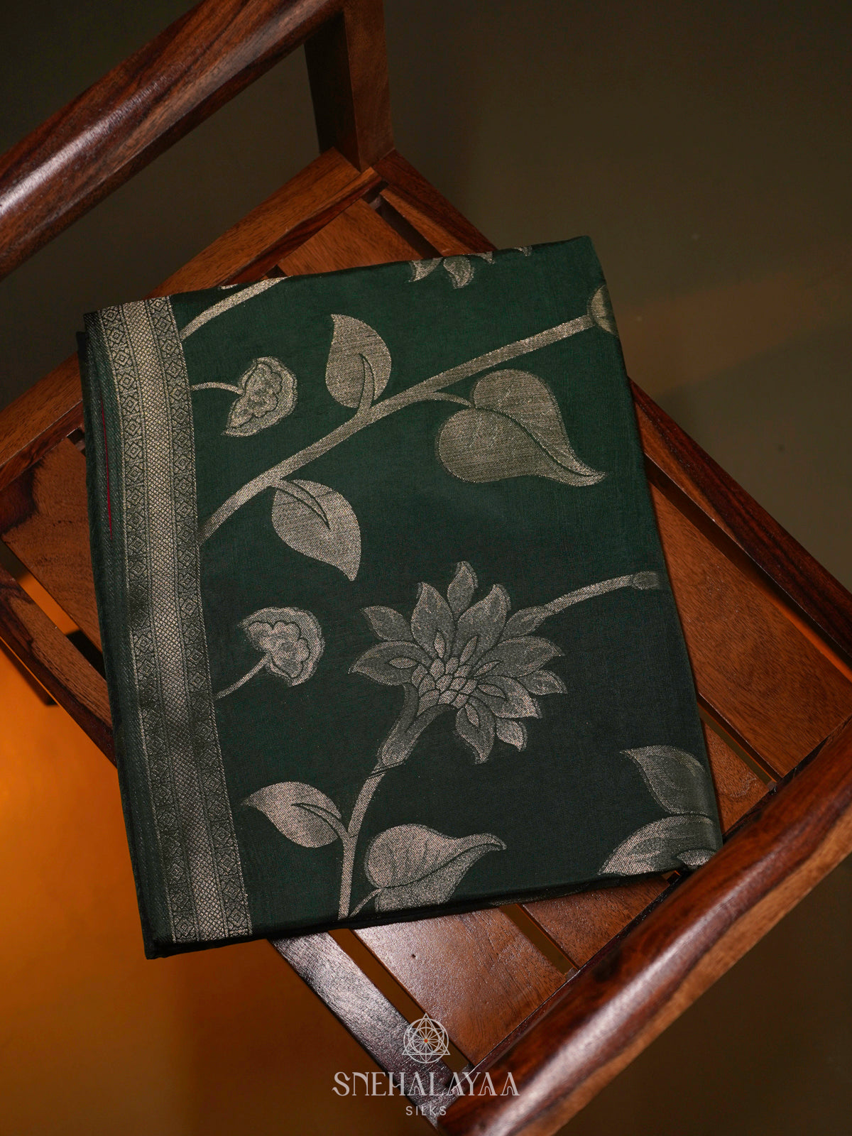 Forest Green Banaras Silk Saree