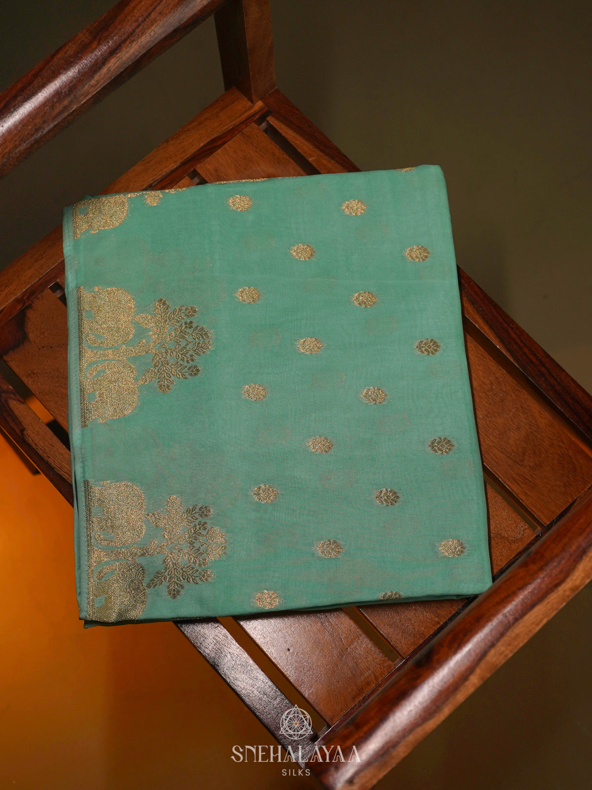 Mint Green Banaras Silk Saree