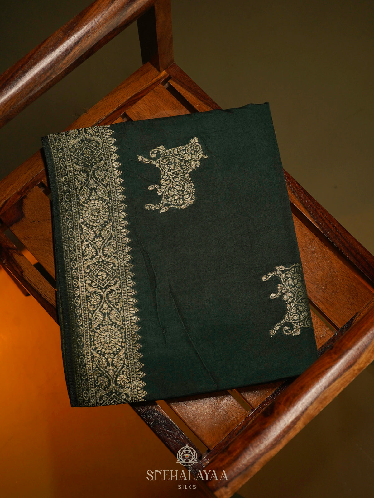 Forest Green Banaras Silk Saree