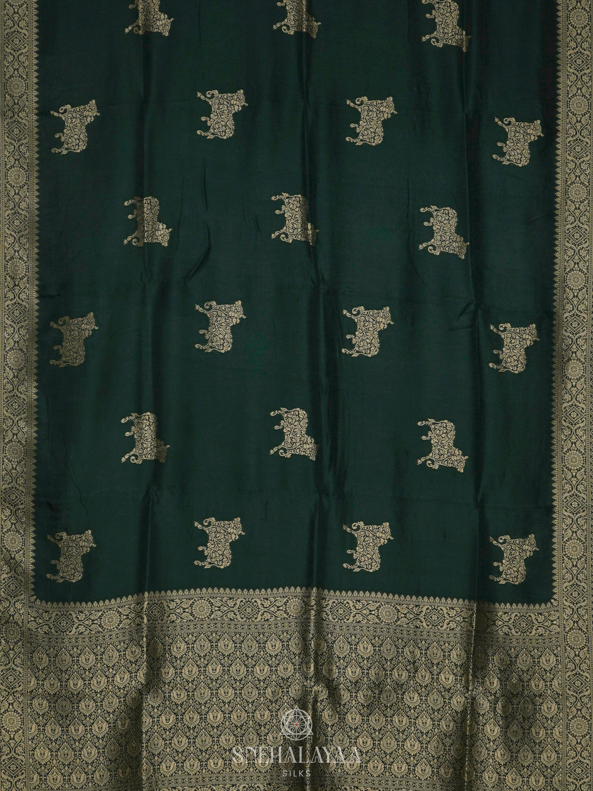 Forest Green Banaras Silk Saree
