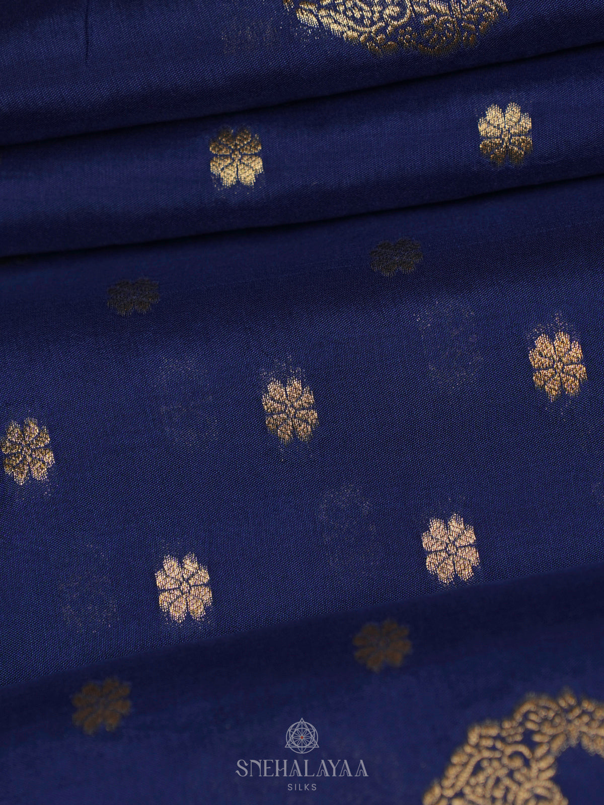 Navy Blue Banaras Silk Saree