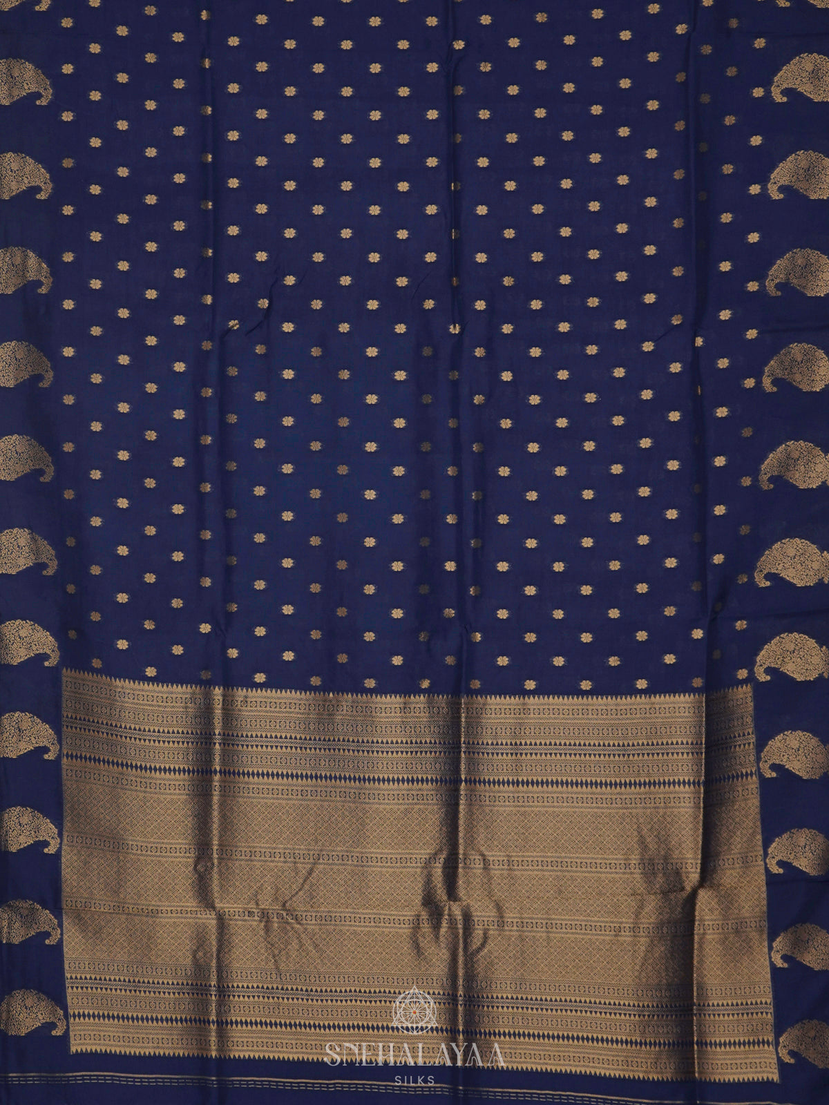 Navy Blue Banaras Silk Saree
