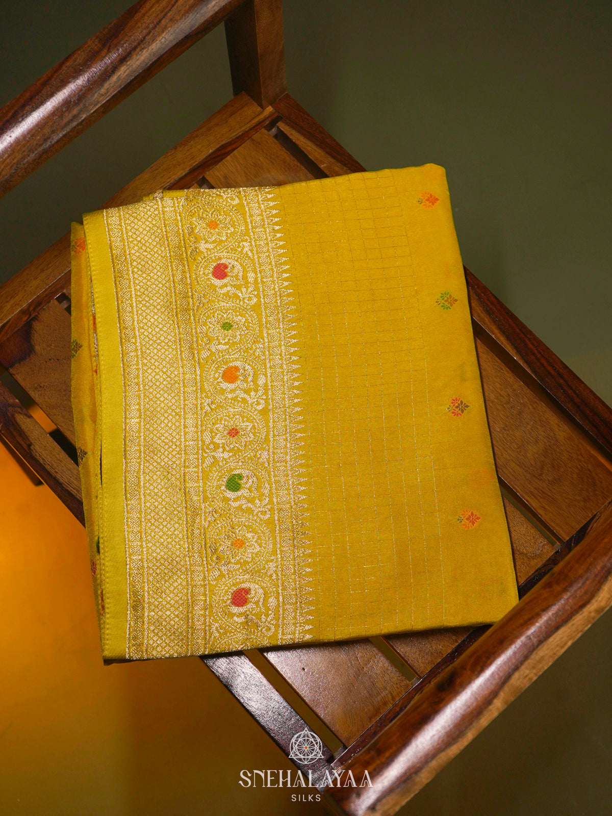 Mango Yellow Banaras Silk Saree