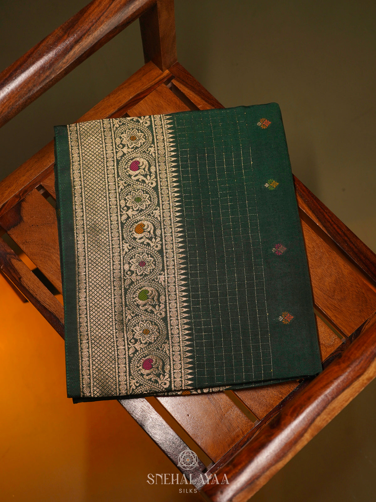 Forest Green Banaras Silk Saree