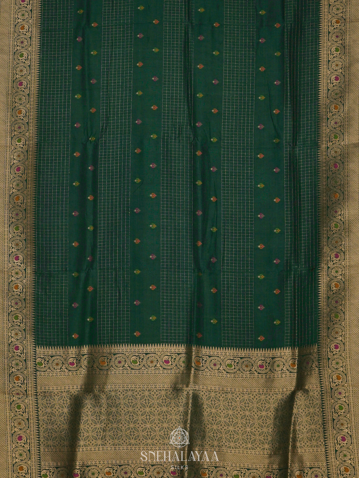 Forest Green Banaras Silk Saree