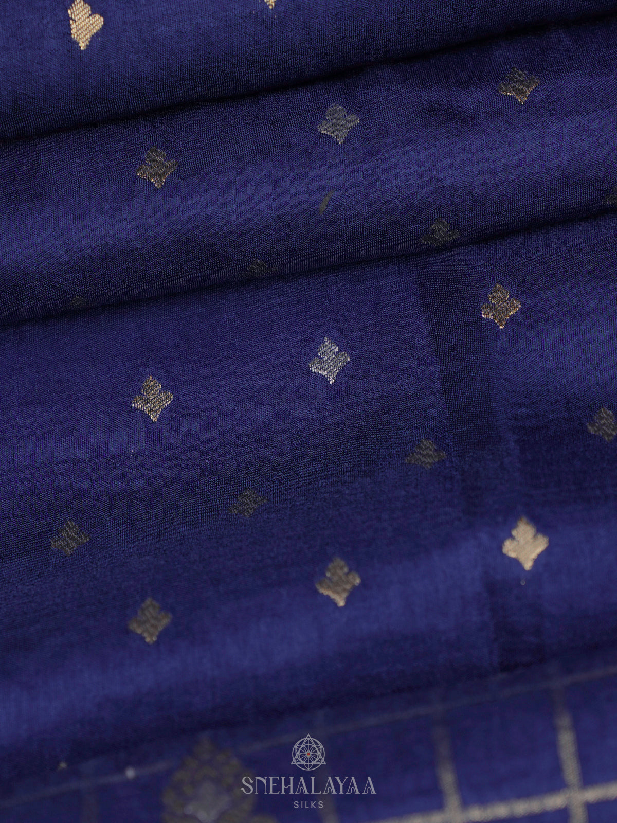Navy Blue Banaras Silk Saree